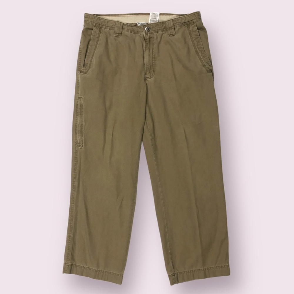 𝅺COLUMBIA Mens Cotton Easy Fit Omni Shield Classic Khaki Cargo Pants Size 36X32